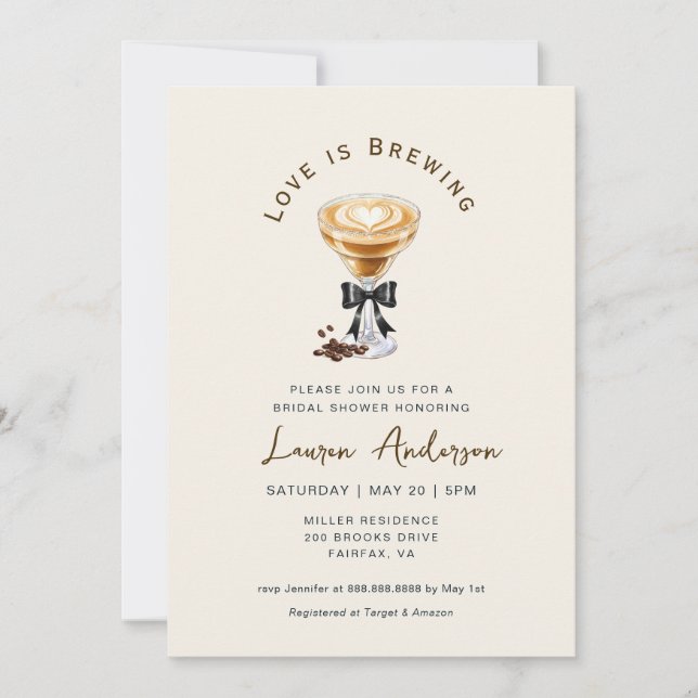 Love is brewing Coffee Bridal Shower In Invitation (Front)