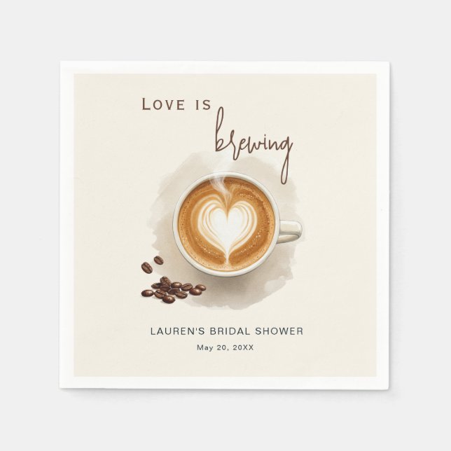 Love is brewing Coffee Bridal Shower In Napkins (Front)