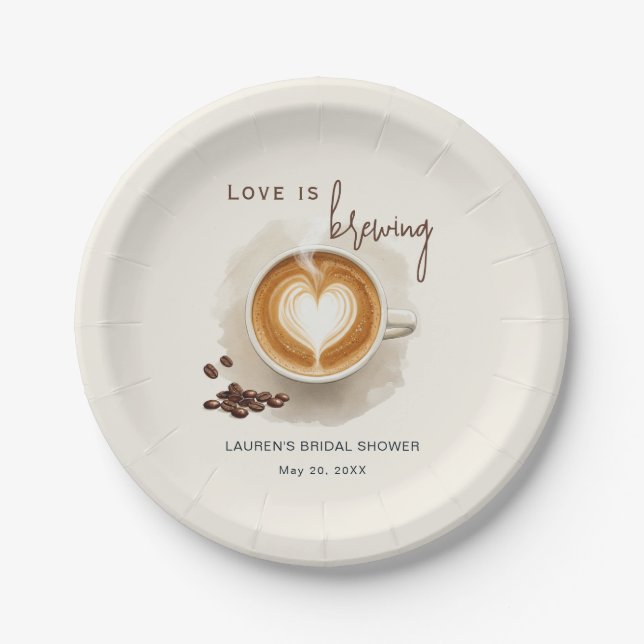 Love is brewing Coffee Bridal Shower In Paper Plates (Front)