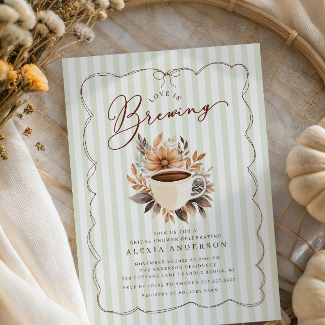 Love Is Brewing Coffee Bridal Shower  Invitation (Creator Uploaded)