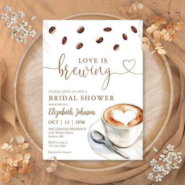 Love Is Brewing Coffee Bridal Shower Invitation (Love Is Brewing Coffee Bridal Shower Invitation)