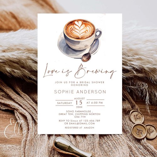 Love Is Brewing Coffee Bridal Shower  Invitation