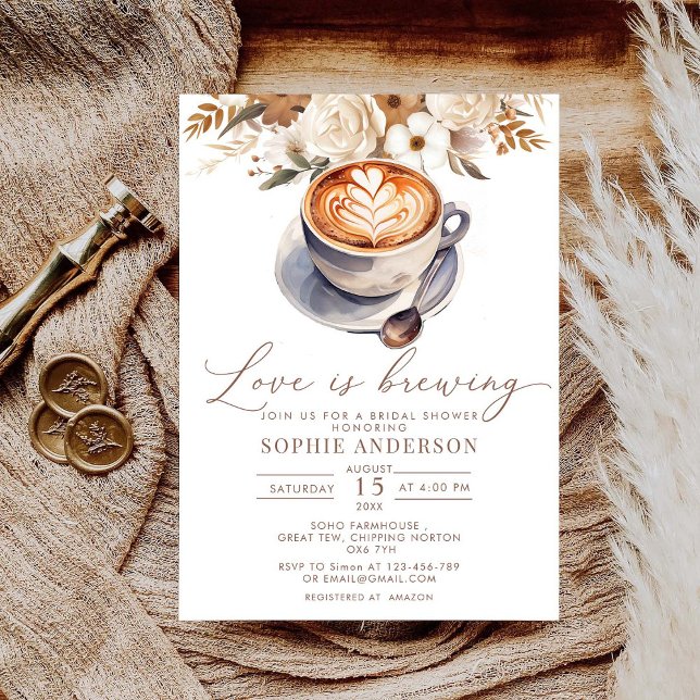 Love Is Brewing Coffee Bridal Shower  Invitation (Creator Uploaded)