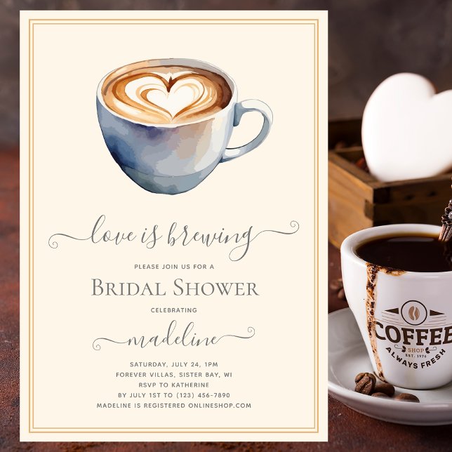 Love is Brewing Coffee Bridal Shower Invitation (Creator Uploaded)