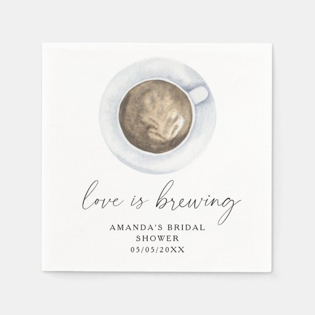 Love is brewing Coffee Bridal shower Napkins (Front)