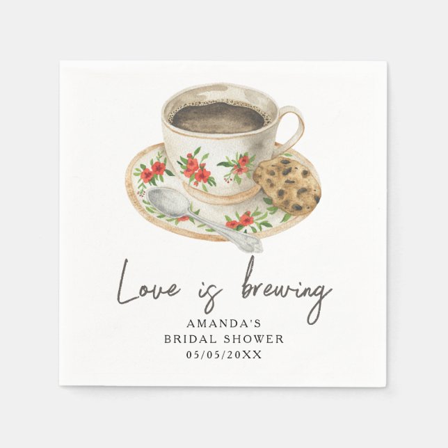 Love is brewing Coffee Bridal shower Napkins (Front)
