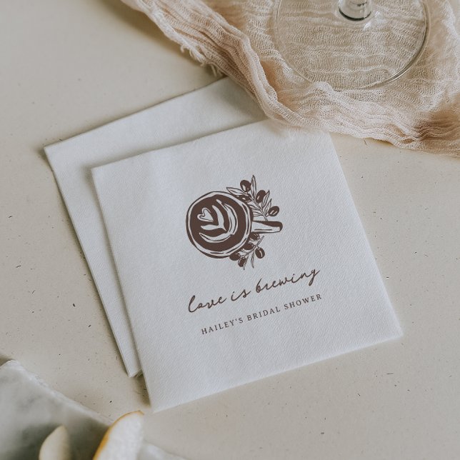"Love is Brewing" Coffee Bridal Shower  Napkins (Creator Uploaded)