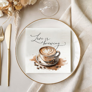 Love is Brewing Coffee Bridal Shower Napkins