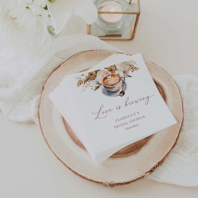 Love Is Brewing Coffee Bridal Shower Napkins (Creator Uploaded)