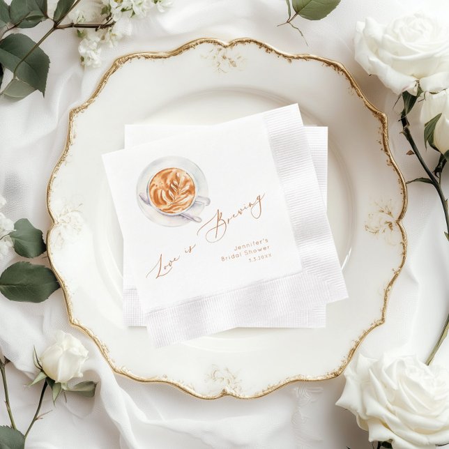 Love is brewing coffee bridal shower napkins (Creator Uploaded)