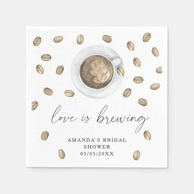 Love is brewing Coffee Bridal shower Napkins (Front)
