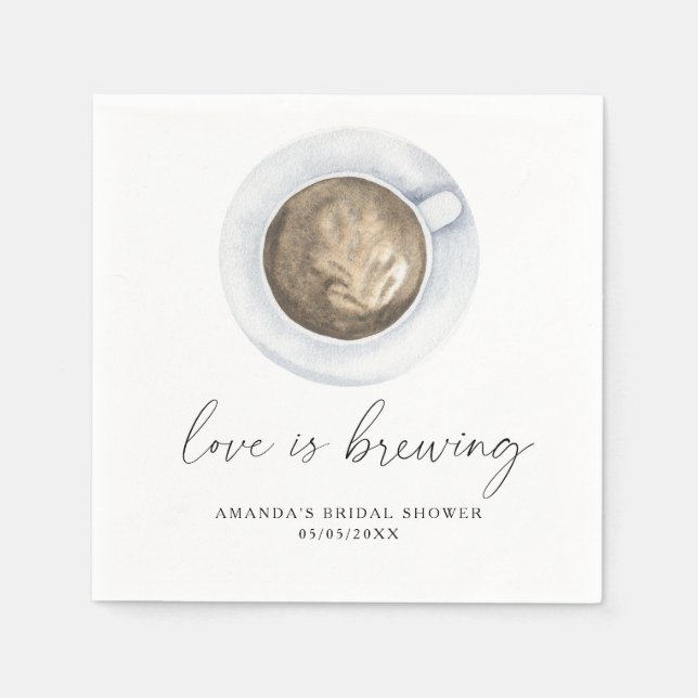 Love is brewing Coffee Bridal shower Napkins (Front)