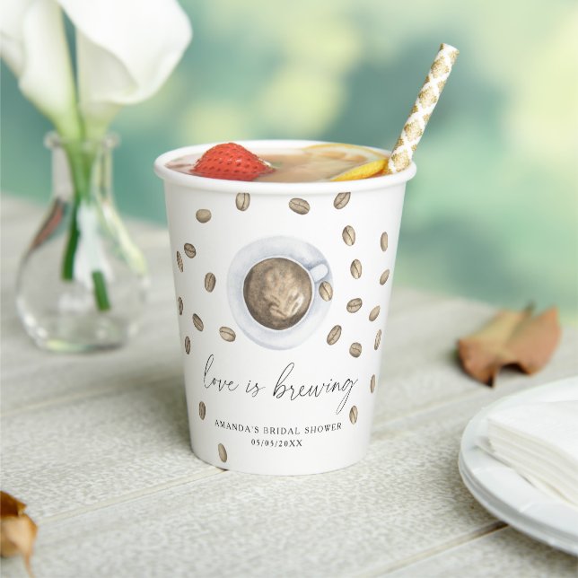 Love is brewing Coffee Bridal shower Paper Cups (Insitu)
