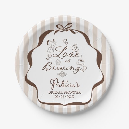 Love Is Brewing Coffee Bridal Shower Paper Plates