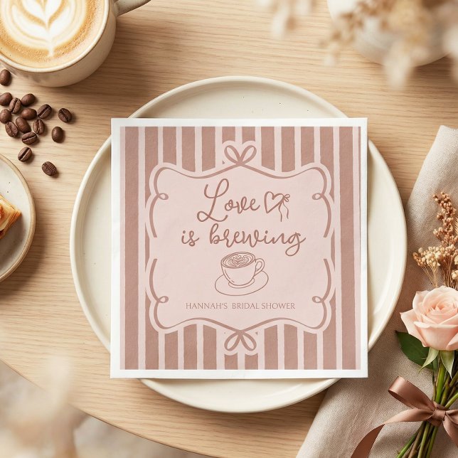 Love is Brewing Coffee Bridal Shower Plates Napkins (Creator Uploaded)