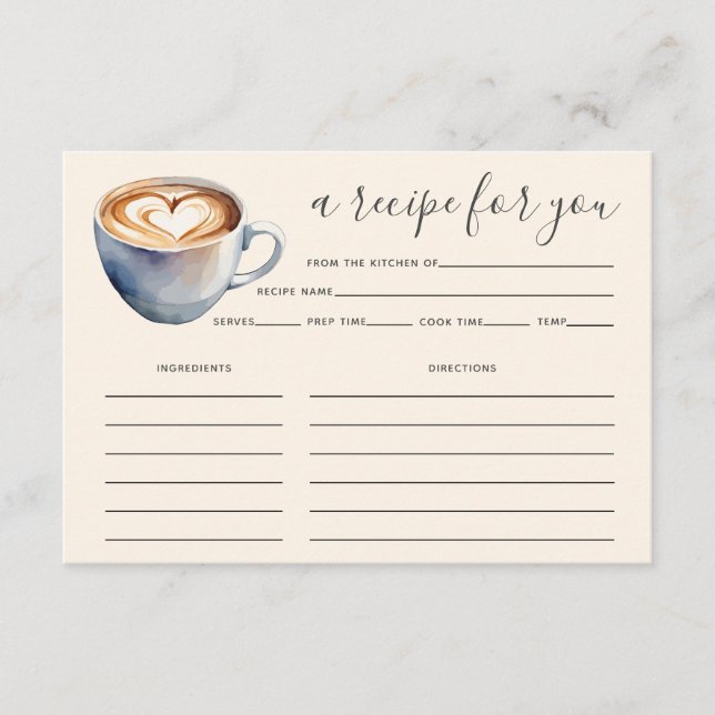 Love is Brewing Coffee Bridal Shower Recipe Card (Front)