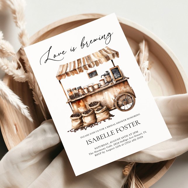 Love is Brewing Coffee Bridal Shower Rustic Invitation (Creator Uploaded)