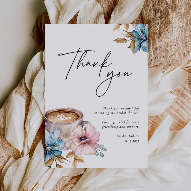 Love is Brewing Coffee Bridal Shower Thank You Card (Creator Uploaded)
