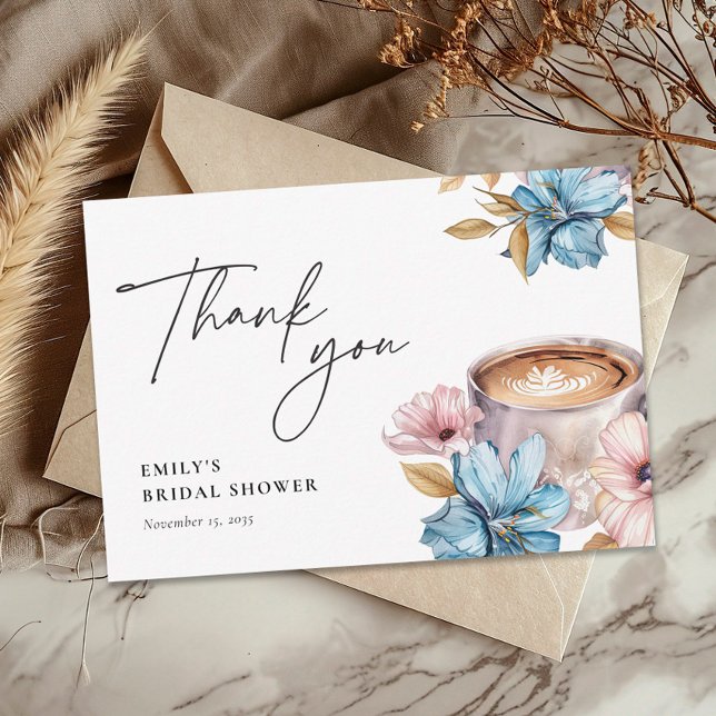 Love is Brewing Coffee Bridal Shower Thank You Card (Creator Uploaded)