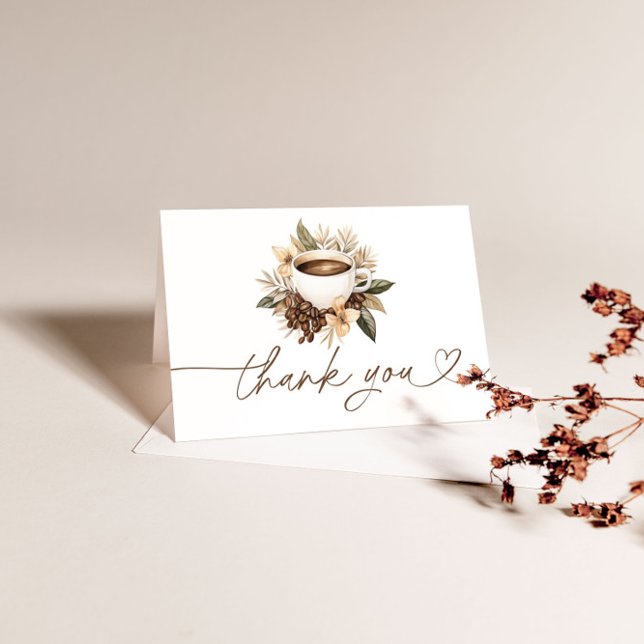 Love Is Brewing Coffee Bridal Shower  Thank You Card (Creator Uploaded)