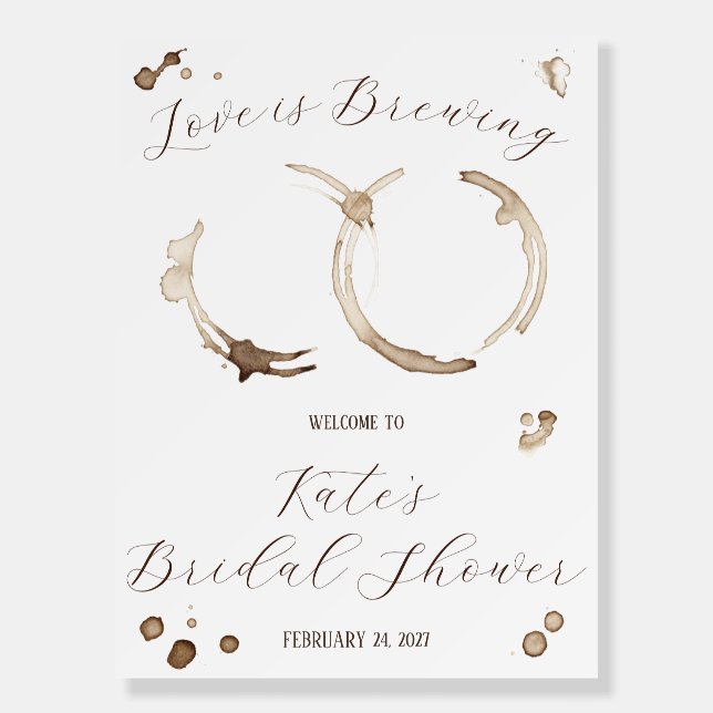 Love is Brewing! Coffee Bridal Shower Welcome Foam Board (Front)