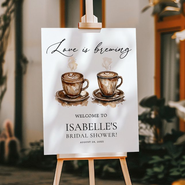 Love is Brewing Coffee Bridal Shower Welcome Foam Board (Creator Uploaded)