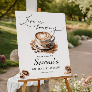 Love is Brewing Coffee Bridal Shower Welcome Foam Board