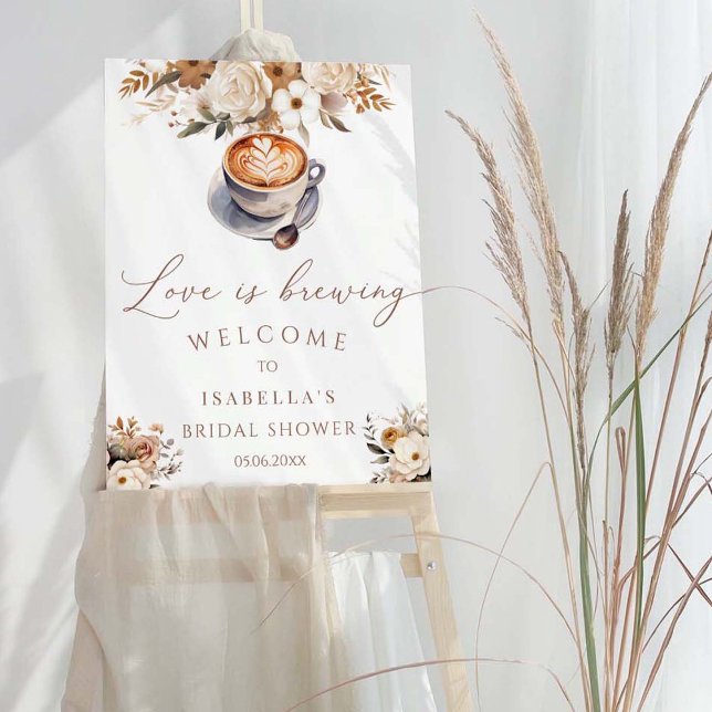 Love Is Brewing Coffee Bridal Shower Welcome Foam Board (Creator Uploaded)
