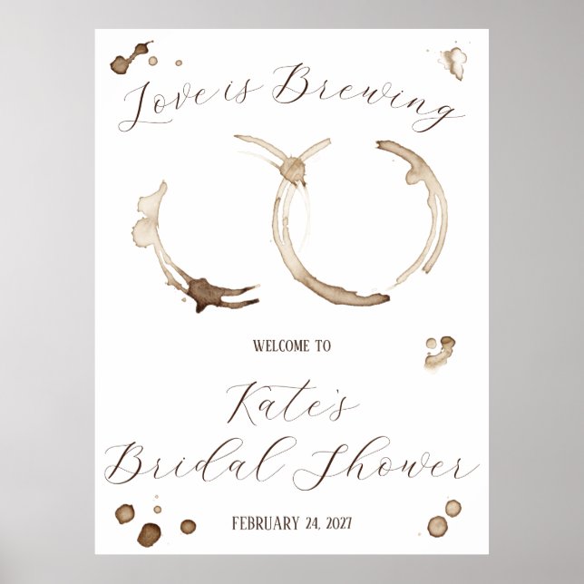 Love is Brewing! Coffee Bridal Shower Welcome Poster (Front)