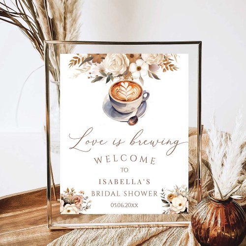 Love Is Brewing Coffee Bridal Shower Welcome Poster
