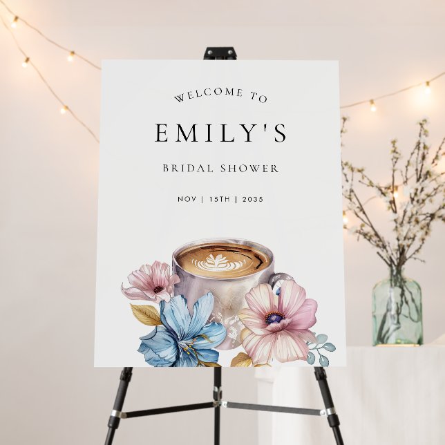 Love is Brewing Coffee Bridal Shower Welcome Sign (In Situ (Stand))