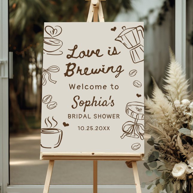 Love is Brewing Coffee Bridal Shower Welcome Sign (Creator Uploaded)