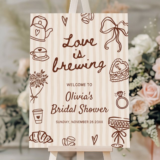 Love is Brewing Coffee Bridal Shower Welcome Sign (Creator Uploaded)