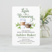 Love is Brewing Coffee Cup Bridal Shower Invitation (Standing Front)