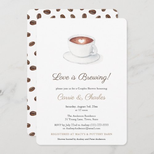 Love is Brewing Coffee Cup Wedding Shower Invitation