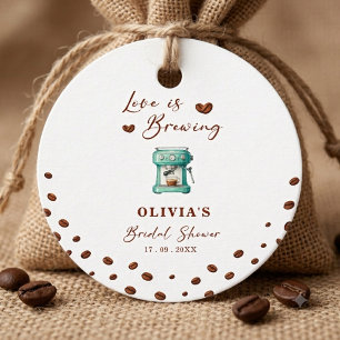Love is Brewing Coffee Espresso Bridal Shower Favor Tags