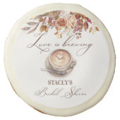 Love is brewing coffee fall bridal shower favors sugar cookie (Front)