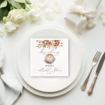 Love is brewing coffee fall bridal shower napkins<br><div class="desc">Love is brewing coffee fall bridal shower monogram personalized printed napkins template,  cappuccino  coffee cup brown roses fall flowers bridal shower personalized tableware</div>