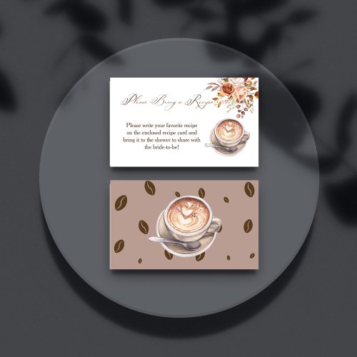 Love is brewing coffee fall bridal shower recipe enclosure card