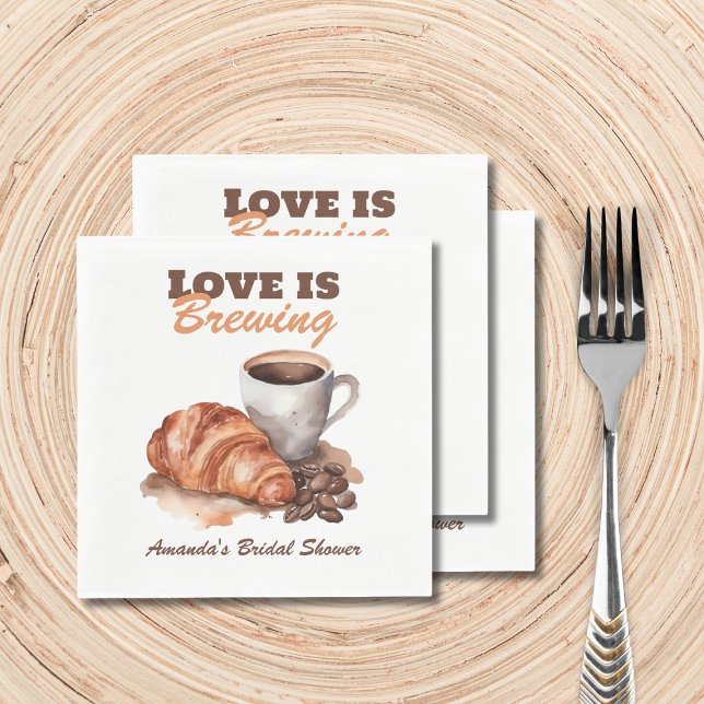 Love is Brewing Coffee French Bridal Shower Napkins (Creator Uploaded)