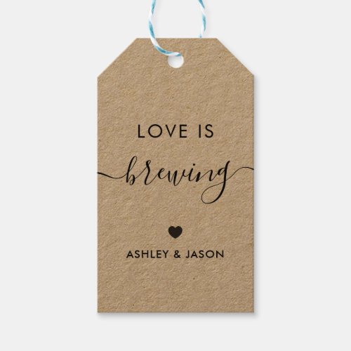 Love is Brewing Coffee Gift Tag Kraft Favor Gift Tags