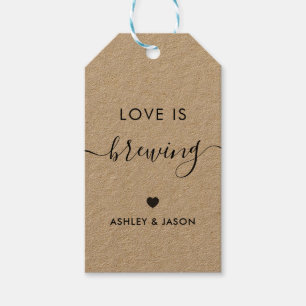 Love is Brewing, Coffee Gift Tag, Kraft Favor Tags