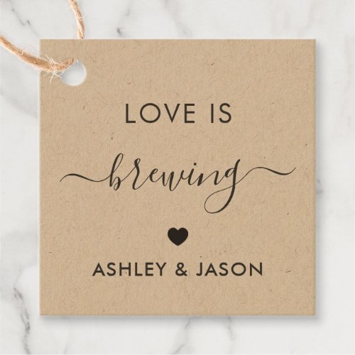 Love is Brewing Coffee Gift Tag Wedding Kraft Favor Tags