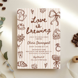 Love is Brewing Coffee Hand Drawn Bridal Shower Invitation