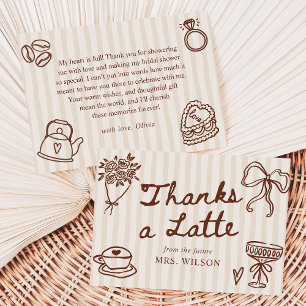 Love is Brewing Coffee Hand Drawn Bridal Shower Thank You Card