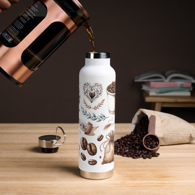 Love is Brewing Coffee Hot and Cold Water Bottle (Coffee)