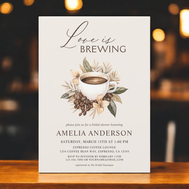 Love is Brewing Coffee Latte Boho Bridal Shower Invitation (Creator Uploaded)