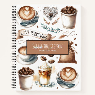Love is Brewing Coffee Lover Cute Notebook