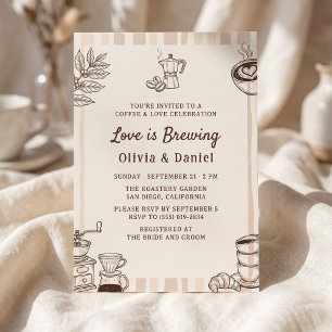 Love is Brewing Coffee Moka Pot Bridal Shower Invitation