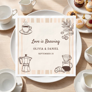 Love is Brewing Coffee Moka Pot Bridal Shower Napkins